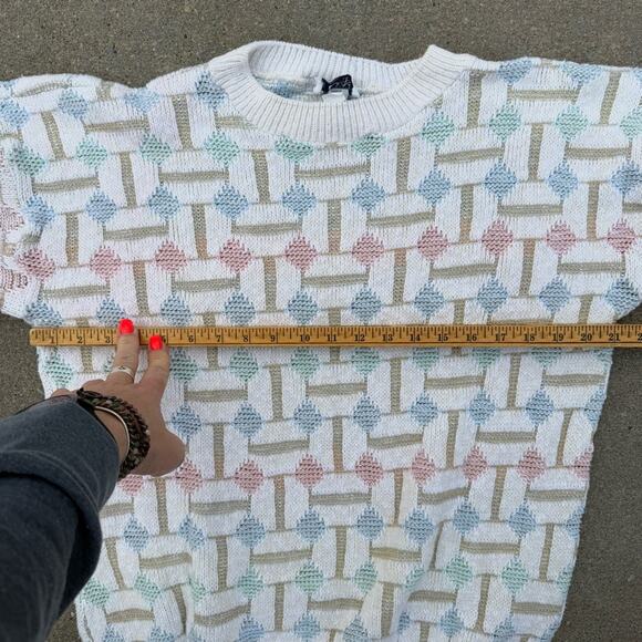 Vintage Private Club Pastel Basket Weave Geometric Knot Sweater Cotton XL - Picture 7 of 9